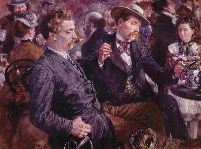Im Biergarten von Adolf Menzel als Kunstdruck auf Leinwand