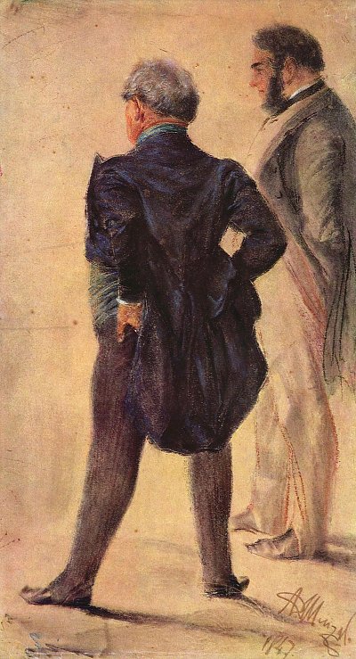 Kunstbetrachter von Adolf Menzel als Kunstdruck auf Leinwand