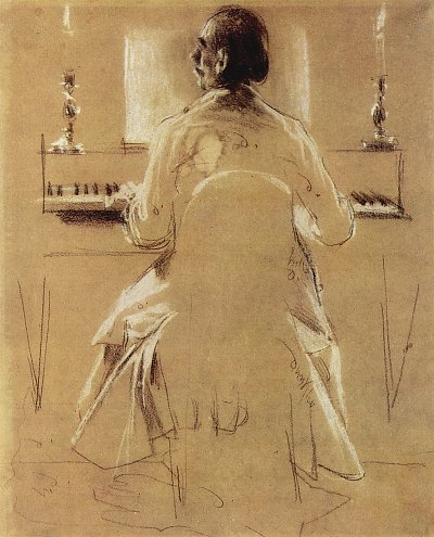 Studie zum Floetenkonzert 2 von Adolf Menzel als Kunstdruck auf Leinwand