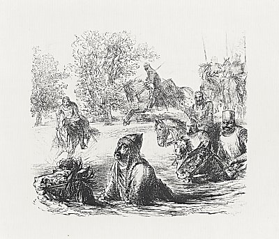Aus der Wendezeit der Insel Potsdam 2 von Adolf Menzel/Zeichnungen als Kunstdruck auf Leinwand