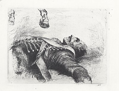 Der tote Husar 1 von Adolf Menzel/Zeichnungen als Kunstdruck auf Leinwand