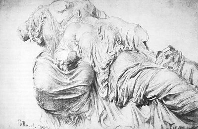 Die Tauschwestern vom Parthenon von Adolf Menzel/Zeichnungen als Kunstdruck auf Leinwand