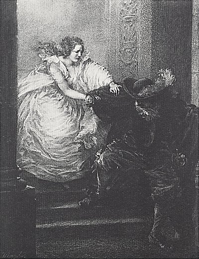 Don Juan entflieht Donna Anna von Adolf Menzel/Zeichnungen als Kunstdruck auf Leinwand
