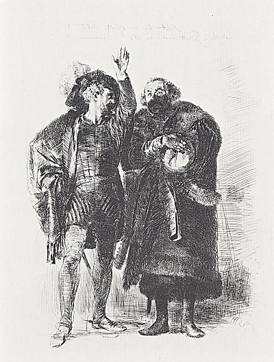 Hamlet und Polonius von Adolf Menzel/Zeichnungen als Kunstdruck auf Leinwand