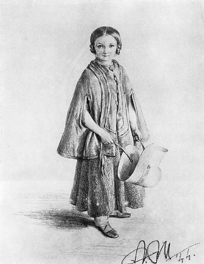 Portraet der Constanze Martini als Kind von Adolf Menzel/Zeichnungen als Kunstdruck auf Leinwand
