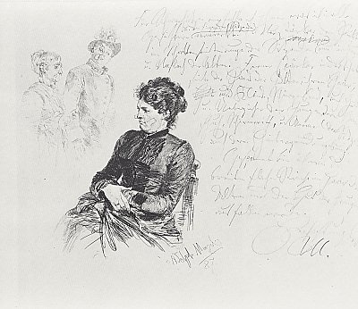 Stille Teilnahme 1 von Adolf Menzel/Zeichnungen als Kunstdruck auf Leinwand