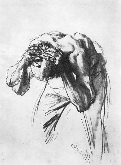 Studie zum Eisenwalzwerk 4 von Adolf Menzel/Zeichnungen als Kunstdruck auf Leinwand