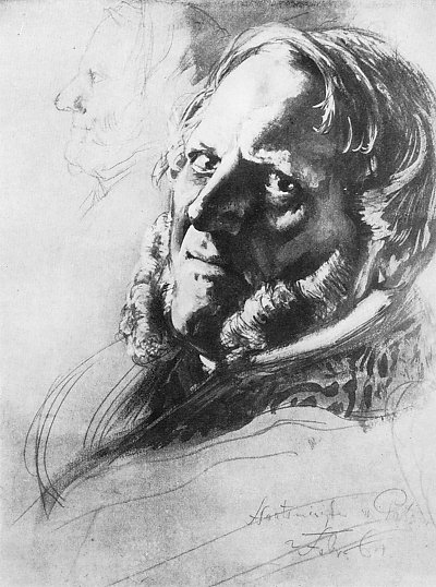 Studie zum Kroenungsbild Wilhelm I 10 von Adolf Menzel/Zeichnungen als Kunstdruck auf Leinwand