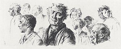 Studienblatt aus dem Irrenhaus von Adolf Menzel/Zeichnungen als Kunstdruck auf Leinwand