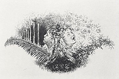 Zwei Engelskoepfe von Adolf Menzel/Zeichnungen als Kunstdruck auf Leinwand