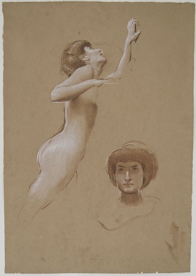 Ein weiblicher Akt von Adolf Hiremy Hirschl als Kunstdruck auf Leinwand
