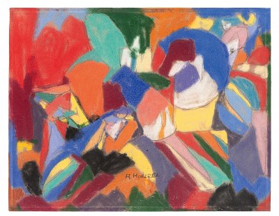 Komposition mit Figuren2 von Adolf-Hoelzel als Kunstdruck auf Leinwand