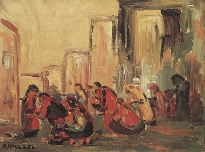 Marktszene II von Adolf Hoelzel als Kunstdruck auf Leinwand