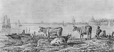 Aelbert Cuyp Flusslandschaft mit Kuehen von Aelbert Cuyp als Kunstdruck auf Leinwand