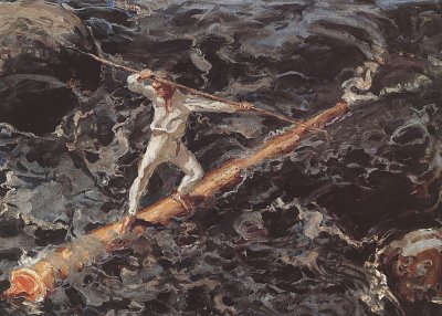 Der Baumstammschwimmer von Akseli Gallen Kallela als Kunstdruck auf Leinwand