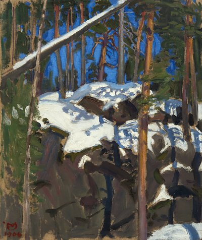 Fruehlingssonne bei Konginkangas von Akseli Gallen Kallela als Kunstdruck auf Leinwand