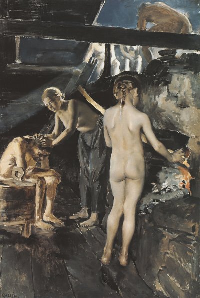 In der Sauna von Akseli Gallen Kallela als Kunstdruck auf Leinwand