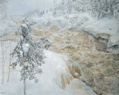 Winterszene vom Imatra von Akseli Gallen Kallela als Kunstdruck auf Leinwand