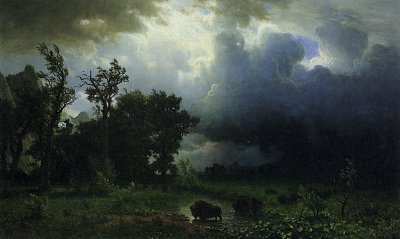 Büffelpfad der bevorstehende Sturm von Albert-Bierstadt als Kunstdruck auf Leinwand