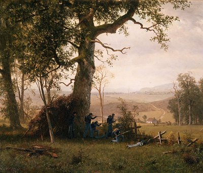Der Guerillakrieg von Albert-Bierstadt als Kunstdruck auf Leinwand
