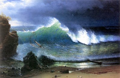 Die Küste der türkisfarbenen See von Albert-Bierstadt als Kunstdruck auf Leinwand
