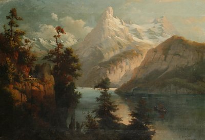 Seen Landschaft von Albert Bierstadt als Kunstdruck auf Leinwand