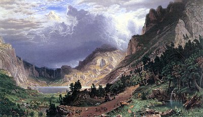 Sturm in den Rocky Mountains von Albert Bierstadt als Kunstdruck auf Leinwand