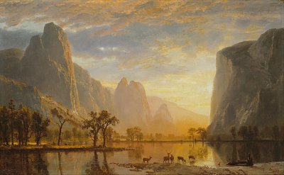 Tal des Yosemite von Albert Bierstadt als Kunstdruck auf Leinwand