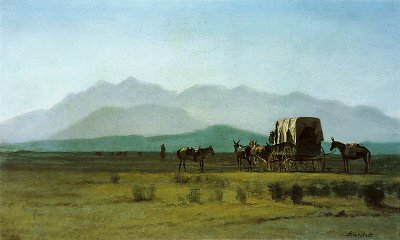 Vermessungswagen in den Rockies von Albert Bierstadt als Kunstdruck auf Leinwand