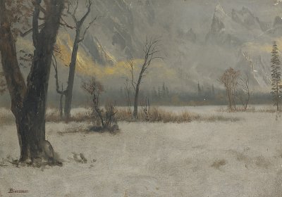Winterlandschaft von Albert Bierstadt als Kunstdruck auf Leinwand