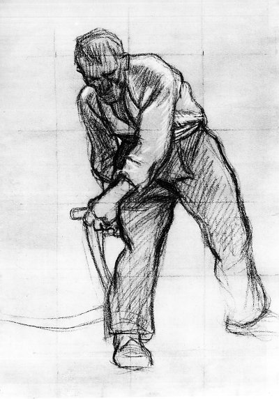 Die Schnitter Studie zur Mittelfigur Kunstdruck