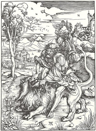 Simon zerreisst den Loewen von Albrecht Dürer/Illustrationen als Kunstdruck auf Leinwand