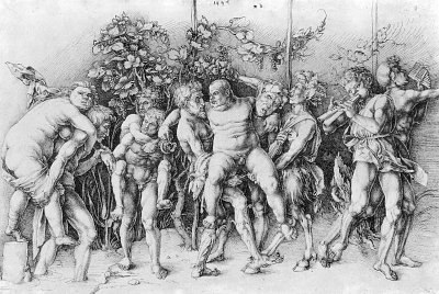 Bacchanale mit Silen von Albrecht Dürer/Zeichnungen als Kunstdruck auf Leinwand