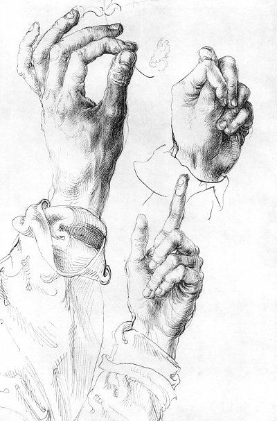 Haendestudien von Albrecht Dürer/Zeichnungen als Kunstdruck auf Leinwand