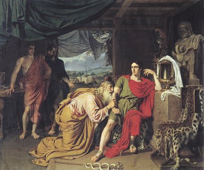 Priam Begging the Body of Hector from Achilles von Alexander Andrejewitsch Iwanow als Kunstdruck auf Leinwand