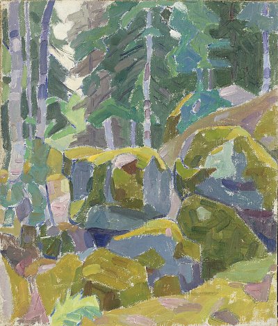Landscape with trees von Alexander Bogomazov als Kunstdruck auf Leinwand