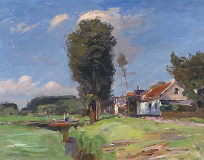 Kanal in Holland von Alexander-Koester als Kunstdruck auf Leinwand