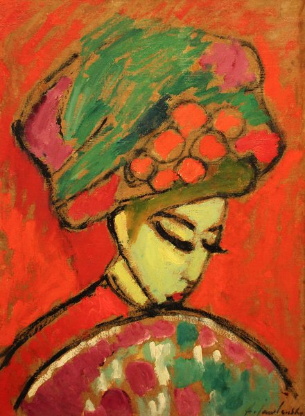 Kunstdruck Alexej Jawlensky_Maedchen mit Blumenhut von Alexej von Jawlensky als Leinwandbild