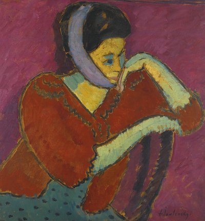 Frau mit Kopfbinde von Alexej von Jawlensky als Kunstdruck auf Leinwand