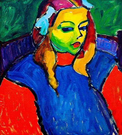 Girl with the green face von Alexej von Jawlensky als Kunstdruck auf Leinwand