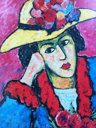 Lady with Yellow Straw Hat von Alexej von Jawlensky als Kunstdruck auf Leinwand