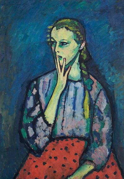 Portrait of a Girl von Alexej von Jawlensky als Kunstdruck auf Leinwand