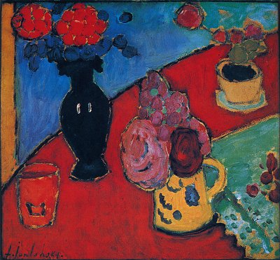 Still Life with Vase and Jug von Alexej von Jawlensky als Kunstdruck auf Leinwand