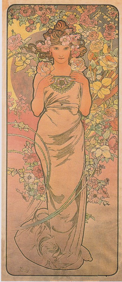 Die Rose von Alfons Mucha als Kunstdruck auf Leinwand
