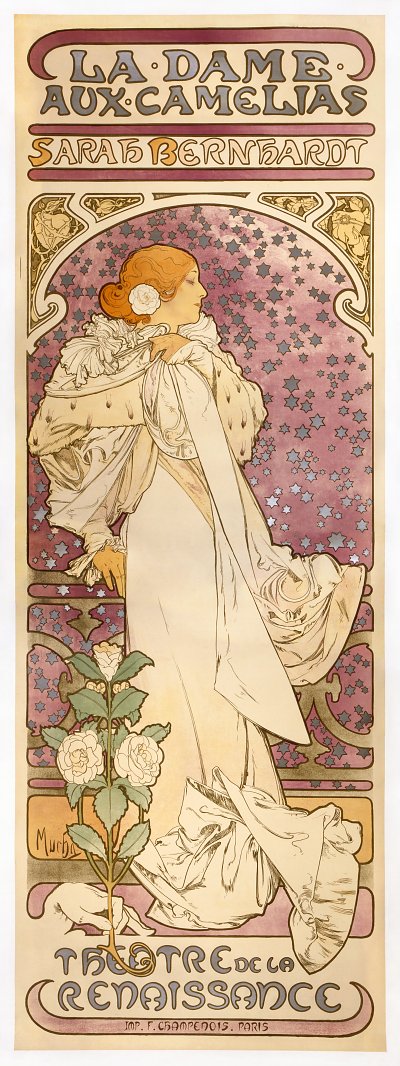 La Dame aux camelias von Alfons Mucha als Kunstdruck auf Leinwand