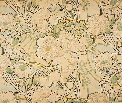 Peonies von Alfons Mucha als Kunstdruck auf Leinwand