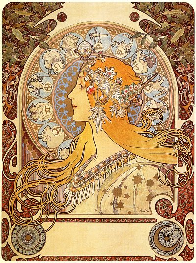 Zodiac von Alfons Mucha als Kunstdruck auf Leinwand