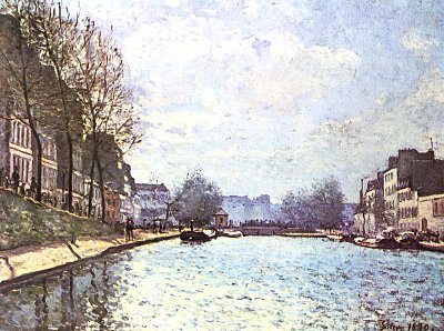 Ansicht des Kanals Saint Martin in Paris von Alfred Sisley als Kunstdruck auf Leinwand