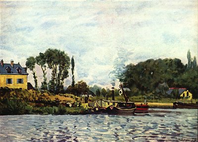 Boote bei Bougival von Alfred Sisley als Kunstdruck auf Leinwand
