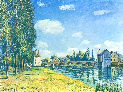 Bruecke von Moret im Sommer von Alfred Sisley als Kunstdruck auf Leinwand